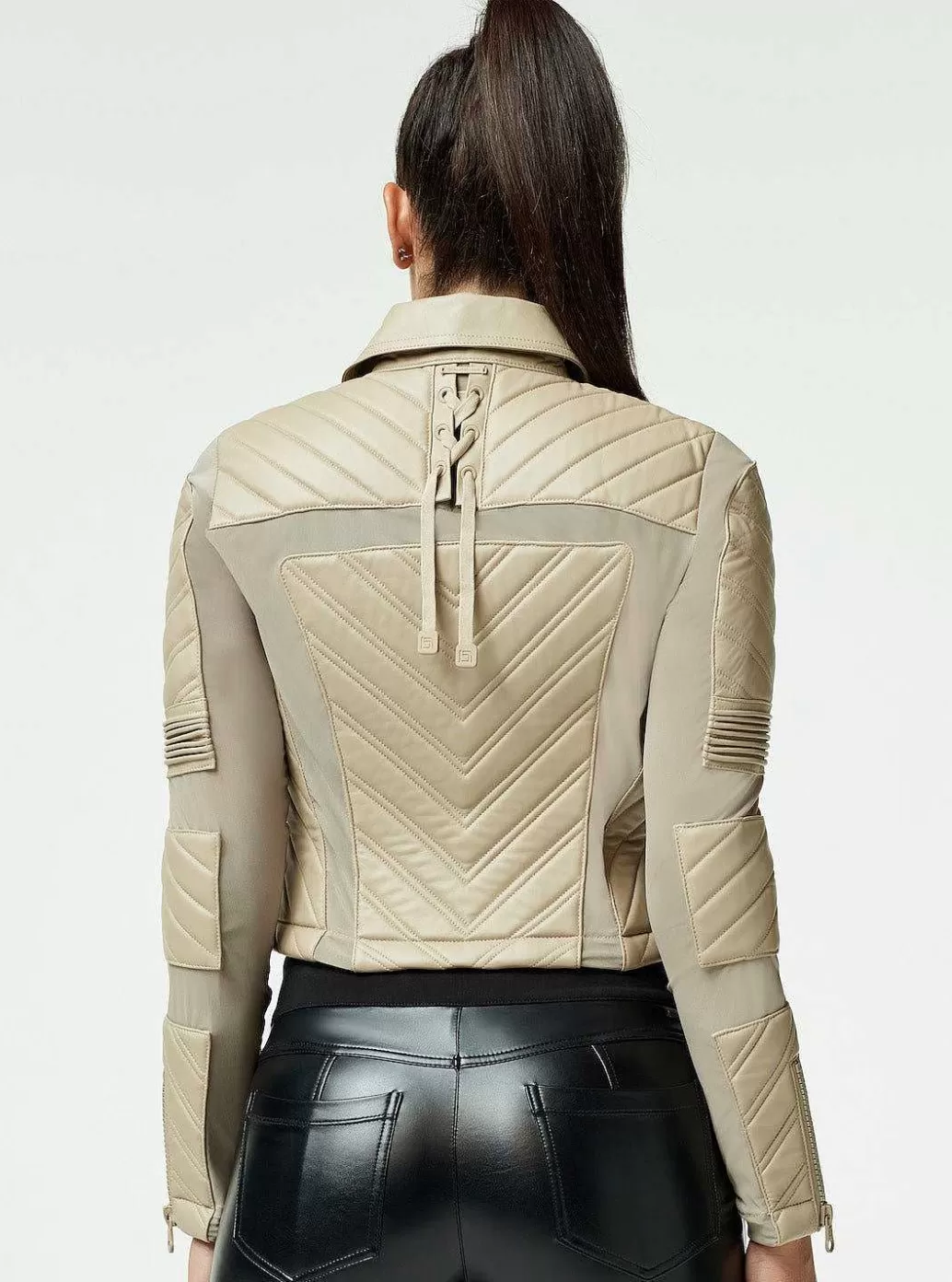 Blanc Noir Acceleratie Asym Moto Mesh Leren Jack*Vrouwen Moto'S