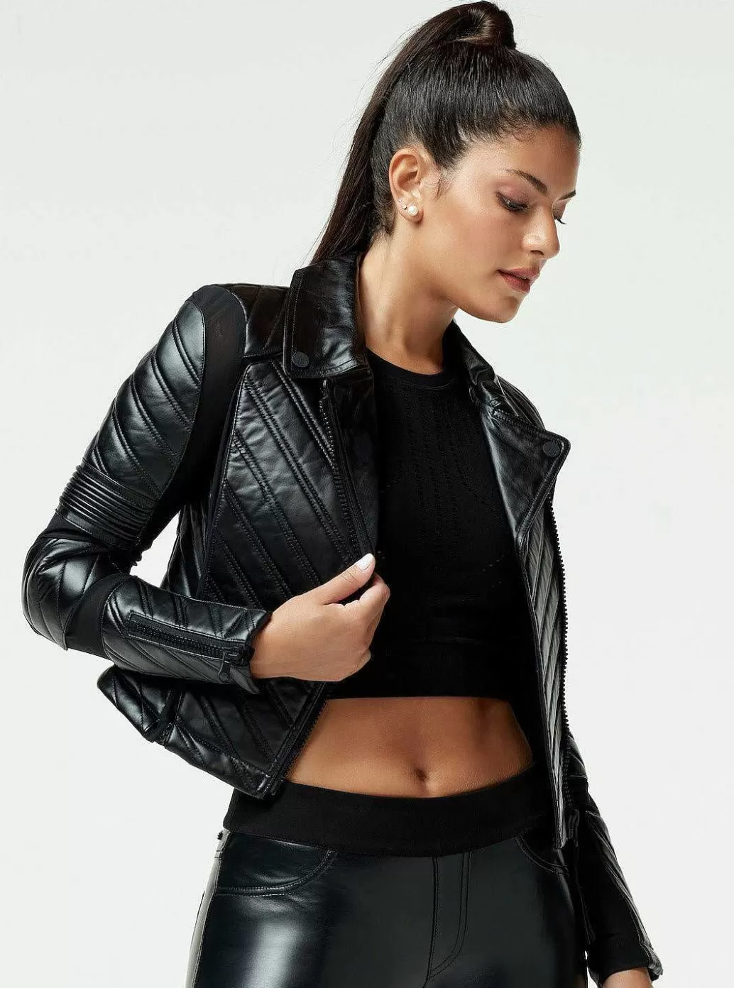 Blanc Noir Acceleratie Asym Moto Mesh Leren Jack*Vrouwen Moto'S