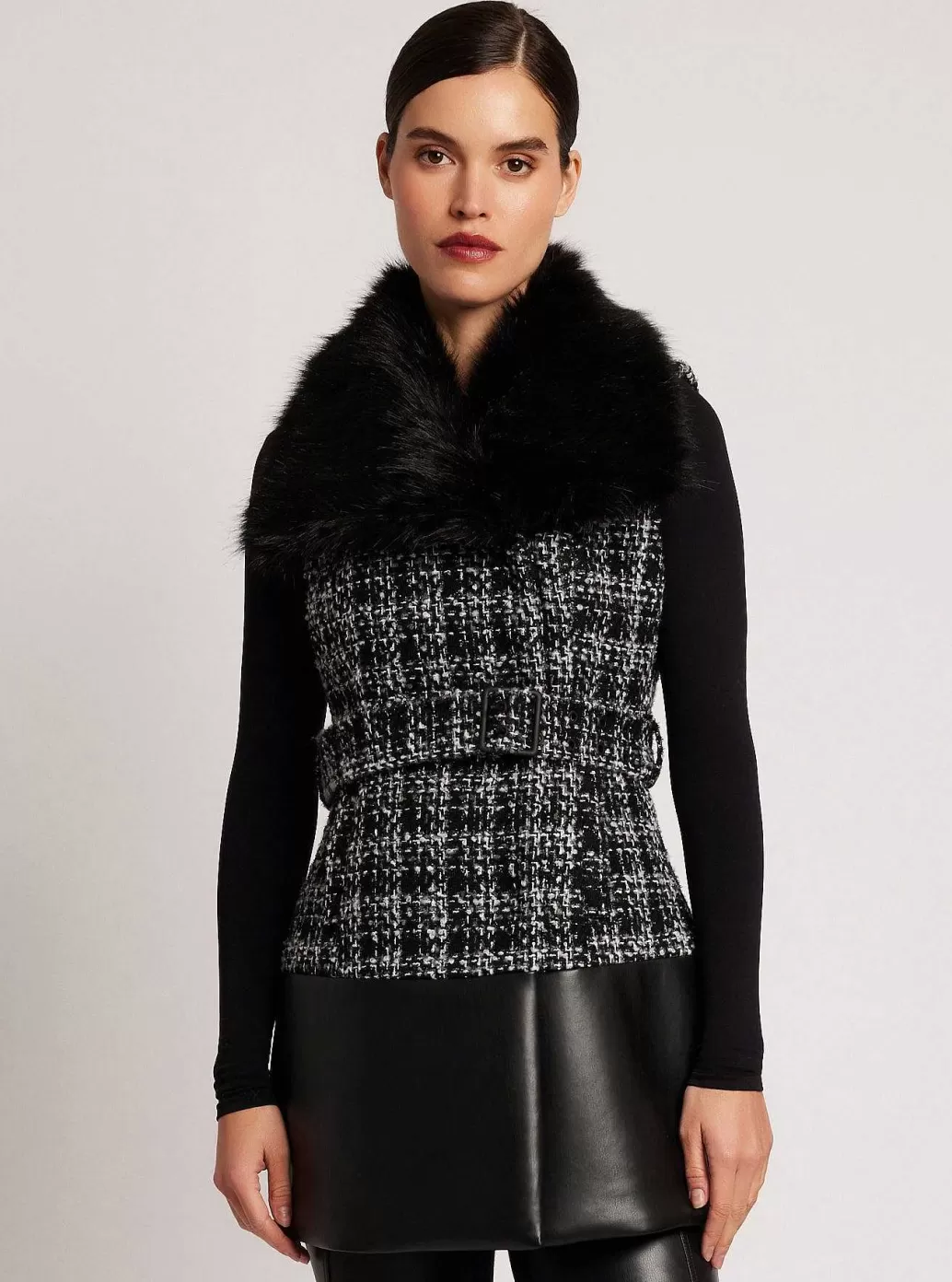 Blanc Noir Irina Boucle Lang Vest*Vrouwen Puffers En Jassen