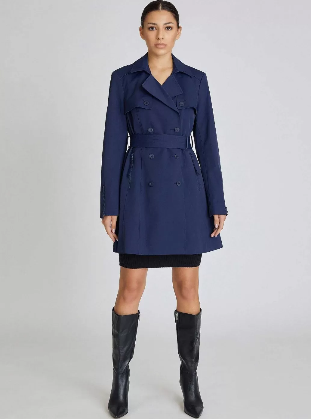 Blanc Noir Klassieke Trenchcoat*Vrouwen Marineblauw