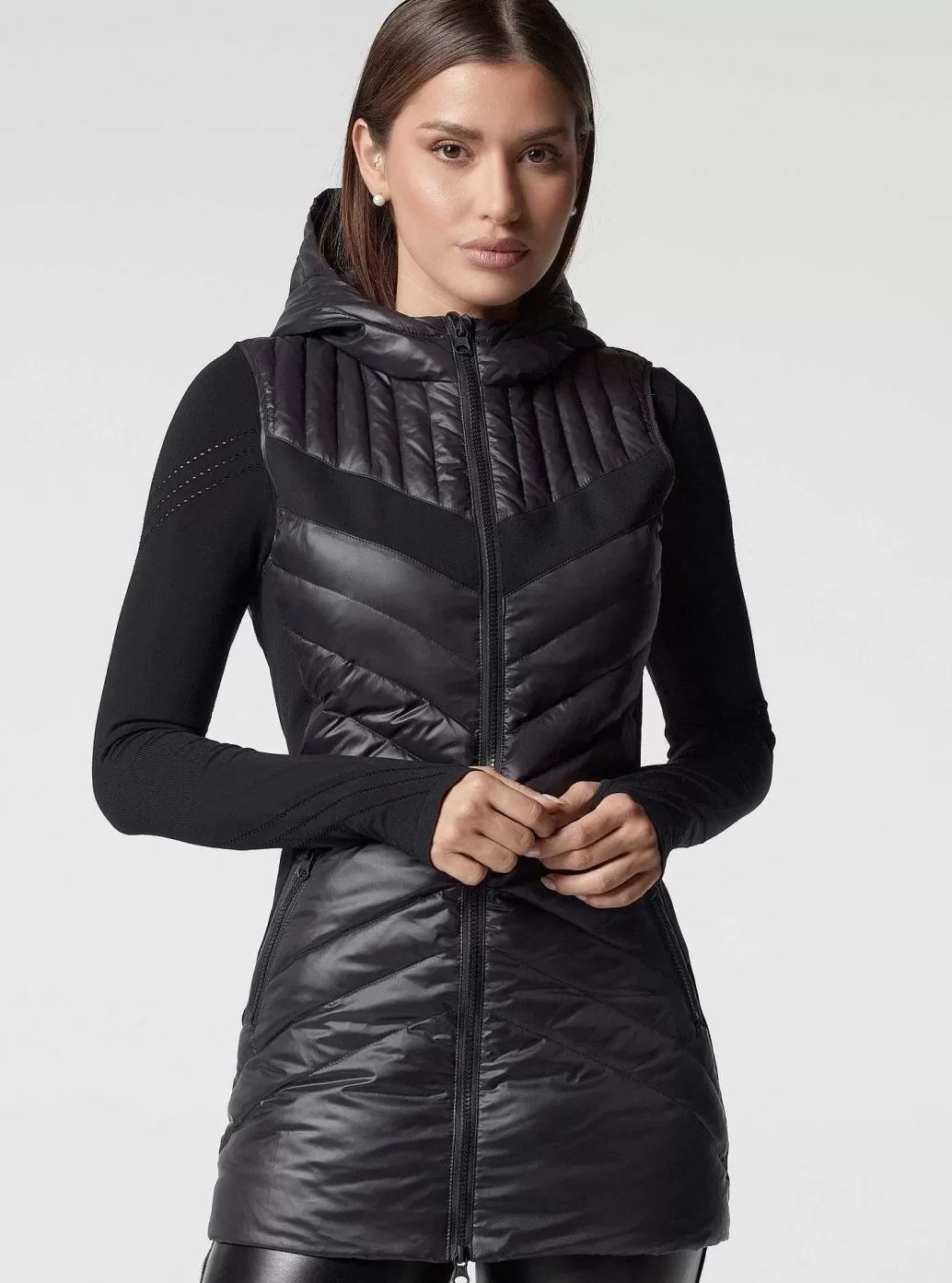 Blanc Noir Langwerpig Puffervest*Vrouwen Puffers En Jassen