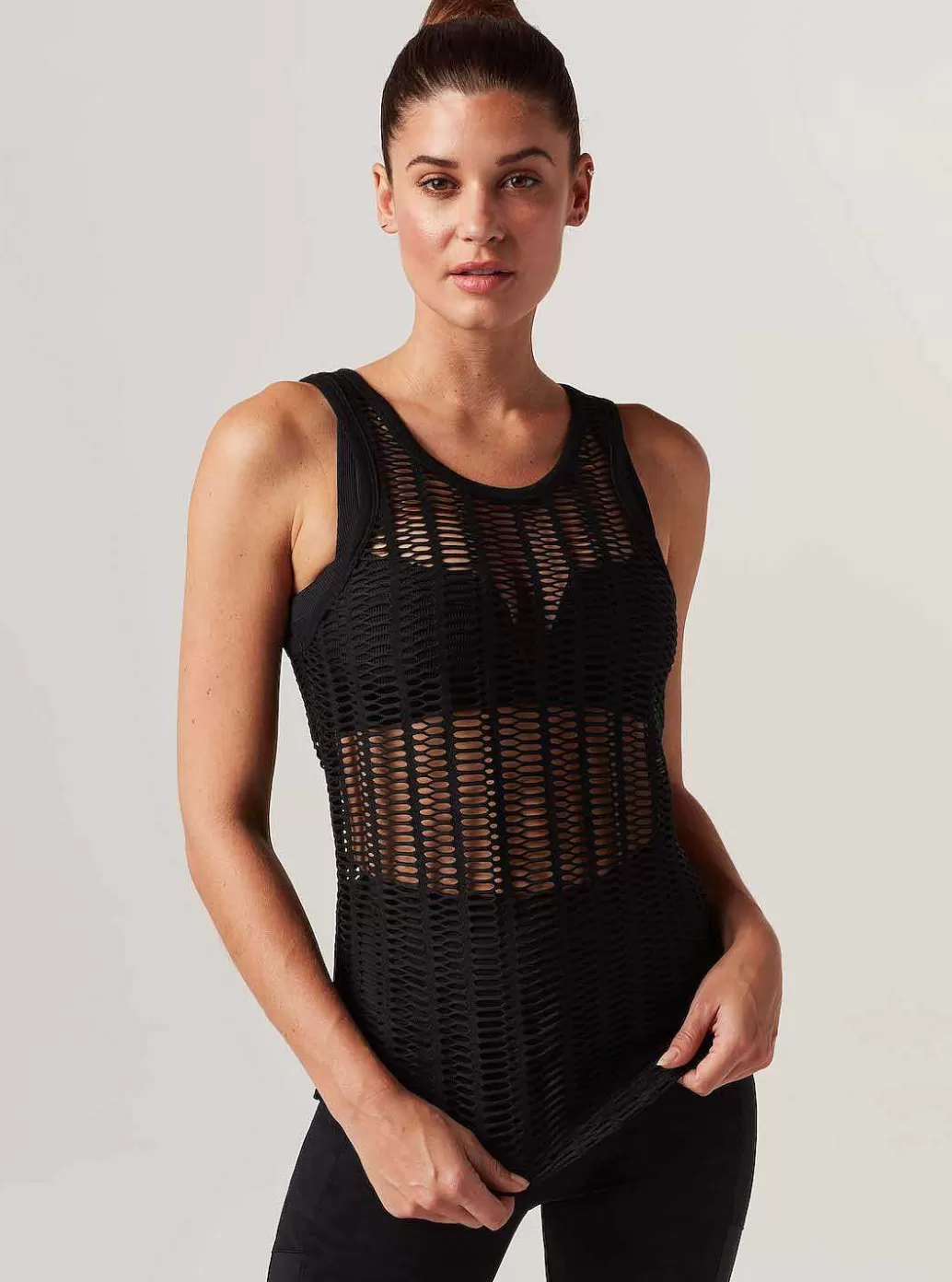 Blanc Noir Lineaire Mesh-Tanktop*Vrouwen Bovenkanten