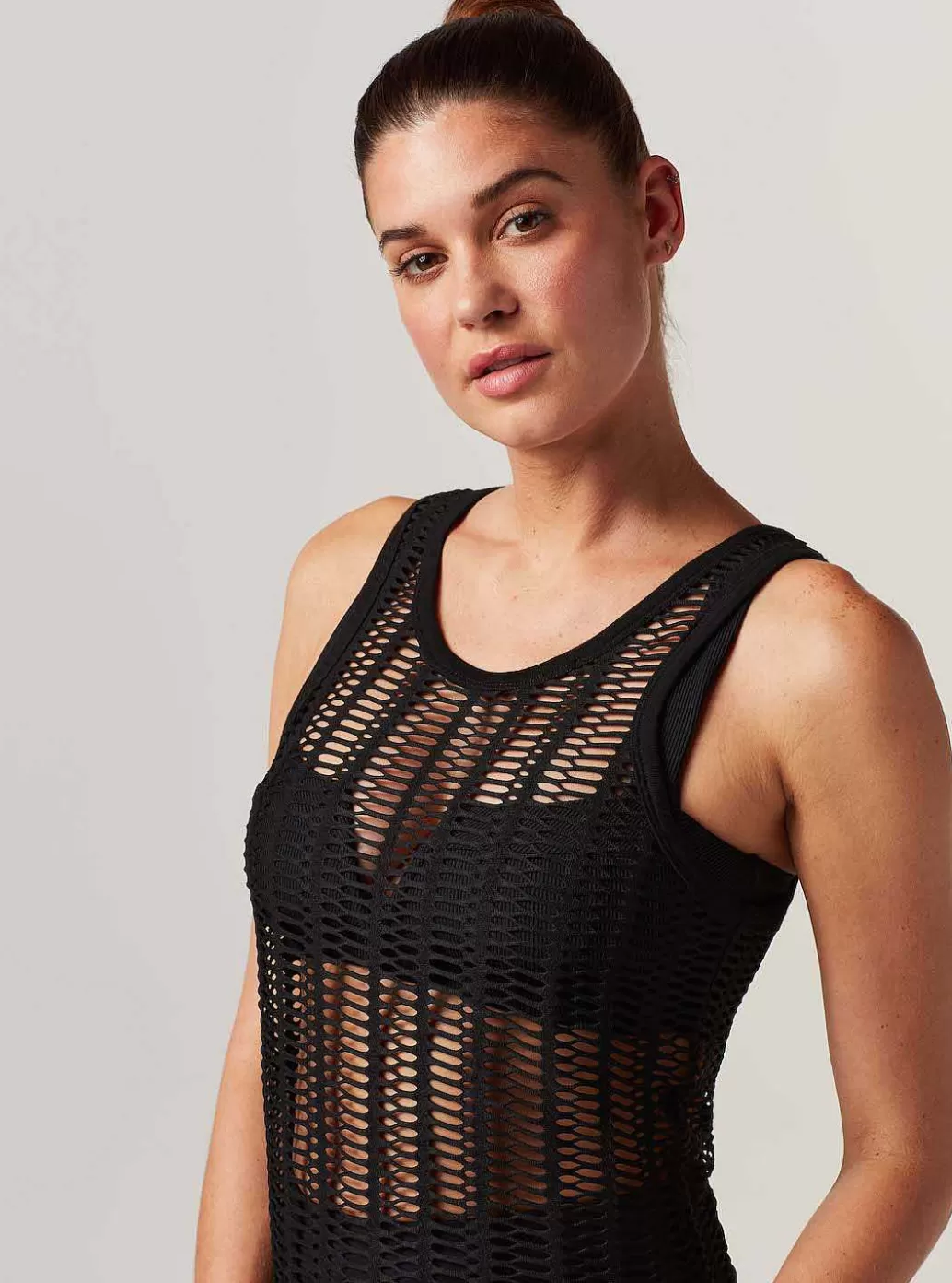 Blanc Noir Lineaire Mesh-Tanktop*Vrouwen Bovenkanten