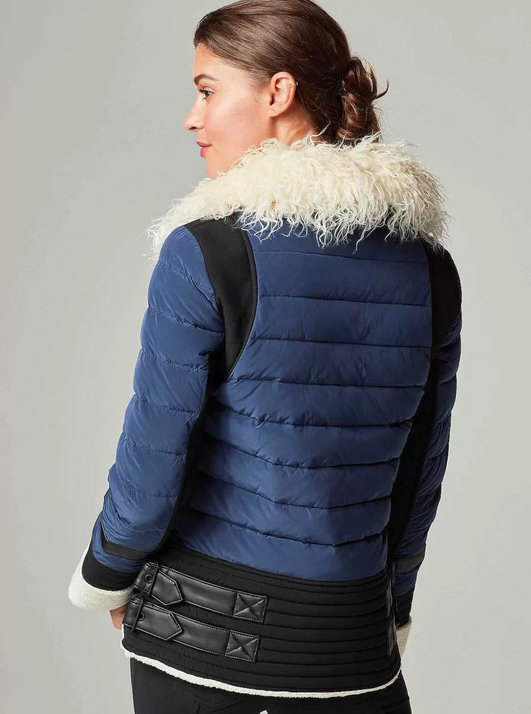 Blanc Noir Moto Aviator Puffer - Met Dons Gevuld*Vrouwen Puffers En Jassen